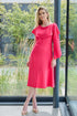 Kate Cooper Dress with overtop frill and sleeve trim in Poppy Red KCS25148